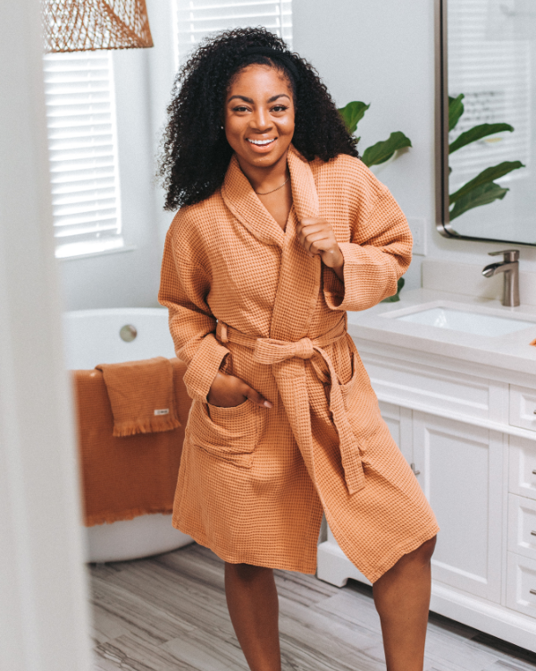 Micro Waffle Robe Beige