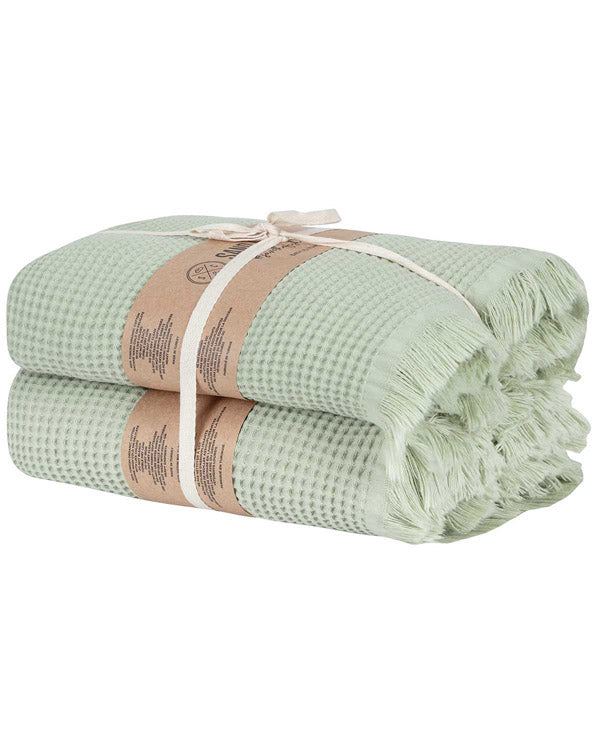 Micro Waffle XL Bath Bundle – 2 Pack – Sage