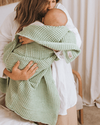 Little Fishies Waffle Blanket – Sage