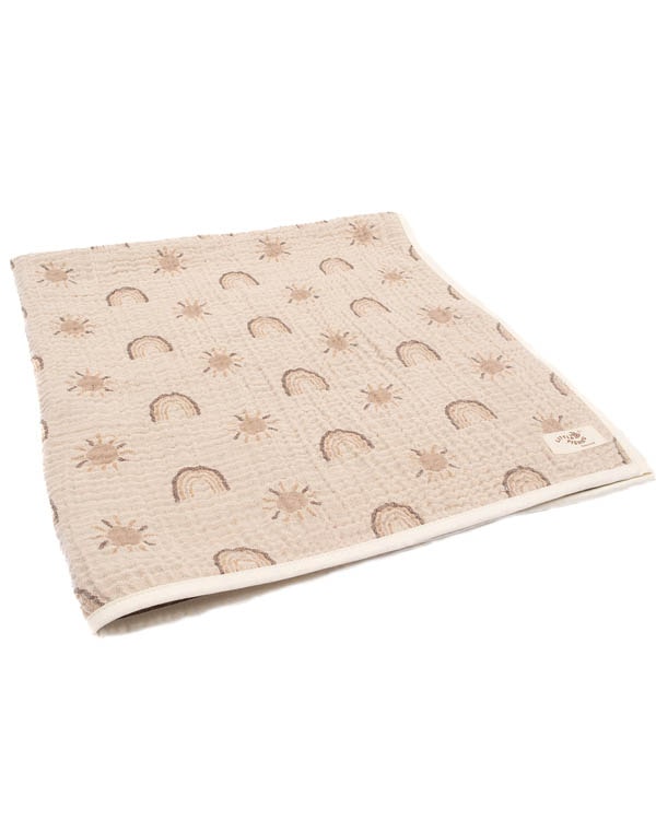 Rainbow Gauze Hooded Blanket Single