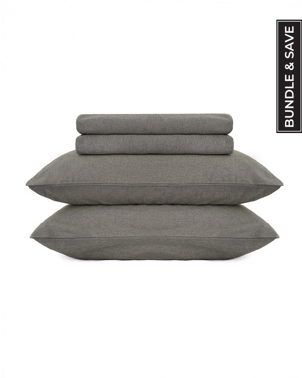 Classic Micro Twill Stripe Melange Sheet Set Steel Grey