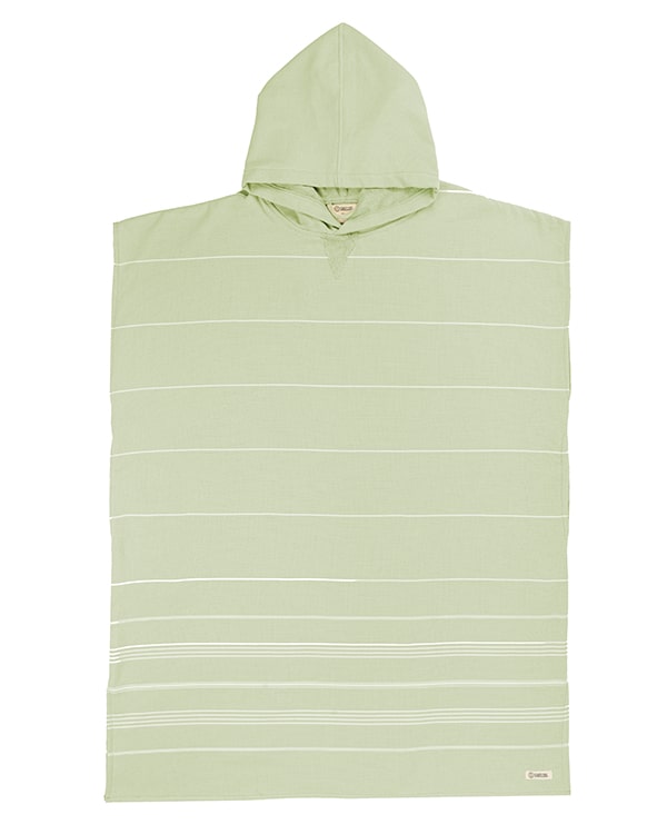 Classic Stripe Hooded Poncho – Celadon Green