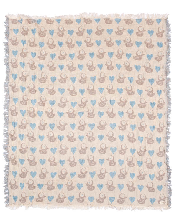 Teddy Gauze Receiving Blanket with Pouch