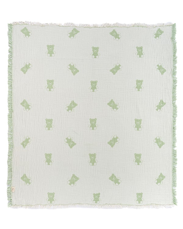 Teddy Gauze Receiving Blanket with Pouch