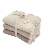 Little Fishies Gauze Receiving Blanket Set – 3 Pack – Natural / Beige / Warm Taupe