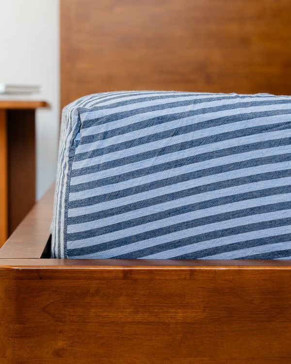 Classic Micro Twill Stripe Melange Fitted Sheet Steel Grey