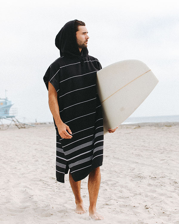 Classic Stripe Hooded Poncho – Green