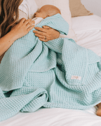 Little Fishies Waffle Blanket – Warm Taupe