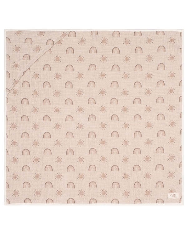 Choo-Choo Train Gauze Hooded Blanket Single