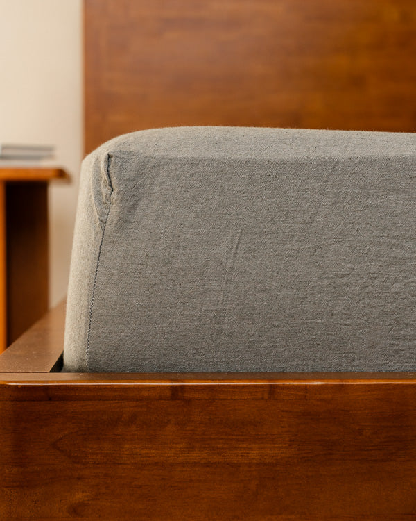 Classic Micro Twill Stripe Melange Fitted Sheet Indigo