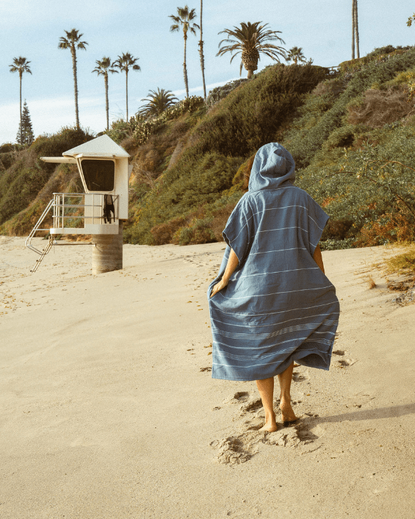Terra Hooded Poncho – Teal Blue