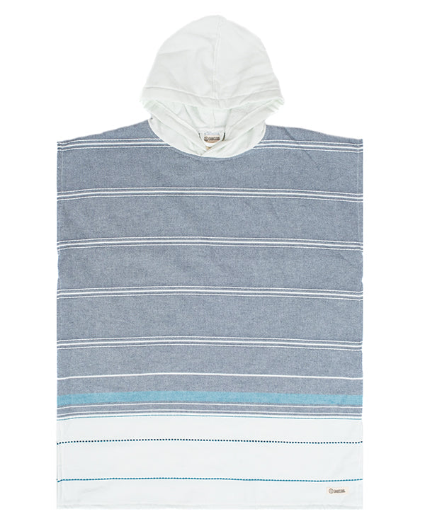 Colorblock Stripe Hooded Poncho Youth – Orange