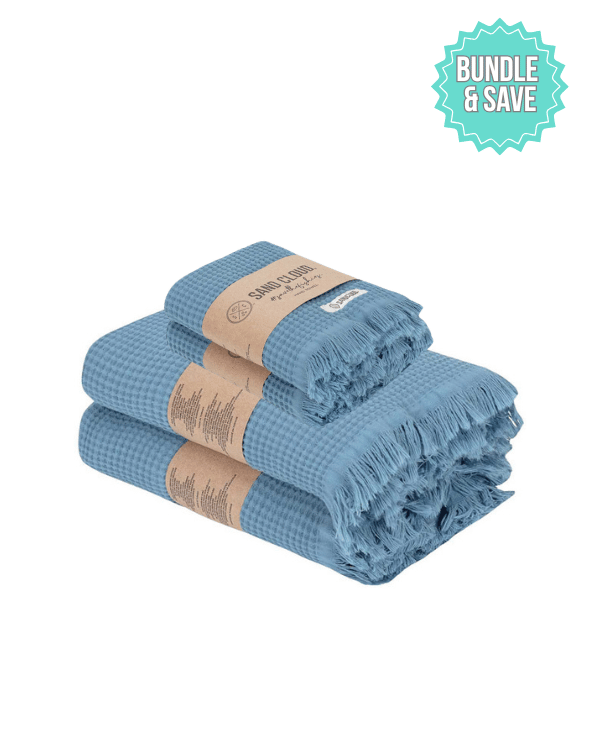 Micro Waffle XL Bath Bundle – Slate Blue