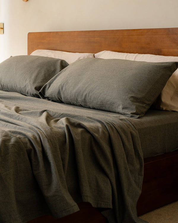 Classic Micro Twill Stripe Melange Pillowcase Set Indigo