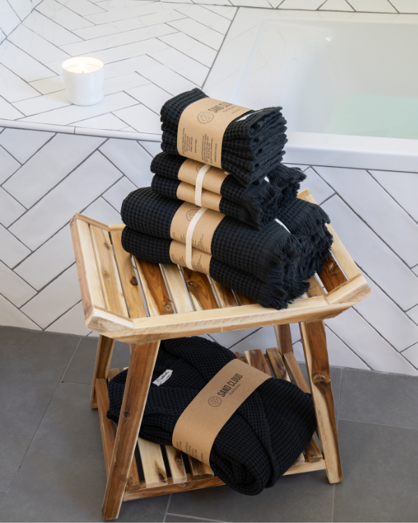 Micro Waffle Hand Bath Bundle – 2 Pack – Black
