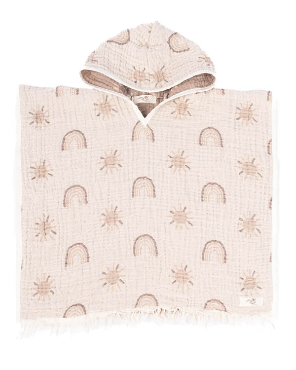 Rainbow Gauze Hooded Blanket Single