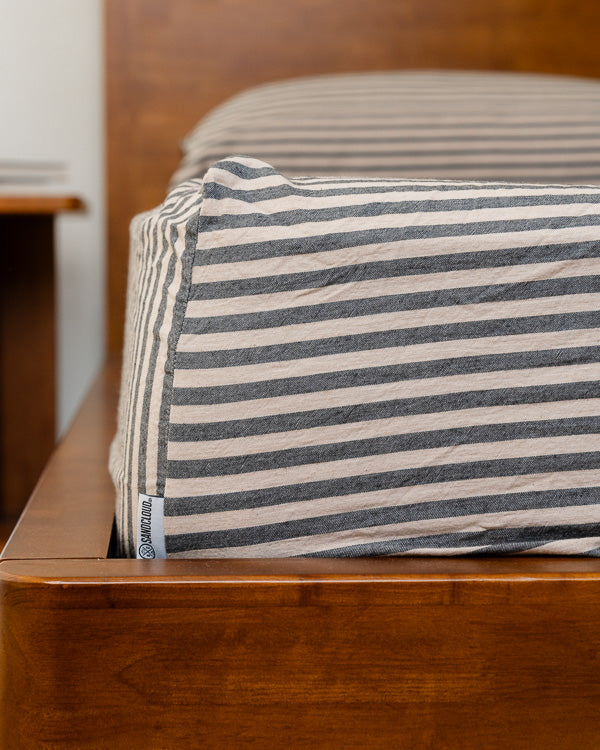 Classic Micro Twill Stripe Melange Sheet Set Steel Grey
