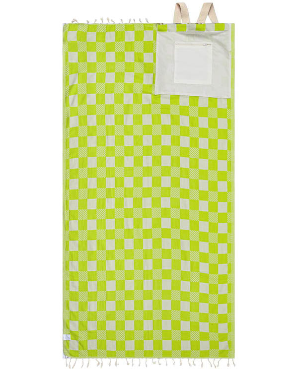 Checker Towel Bag – Lime
