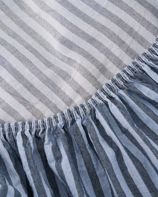 Classic Micro Twill Stripe Melange Sheet Set Indigo
