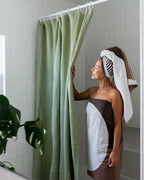 Micro Waffle Shower Curtain – Sand
