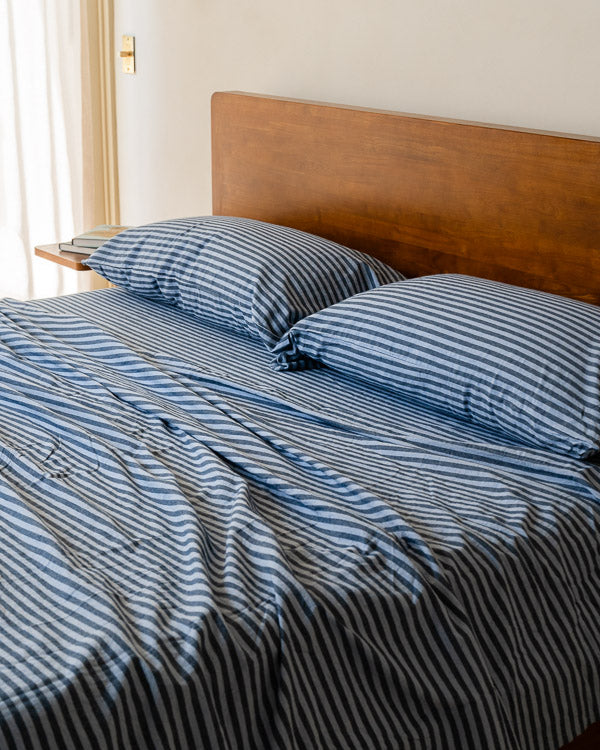Classic Micro Twill Stripe Melange Pillowcase Set Steel Grey