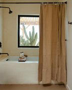 Micro Waffle Shower Curtain Beige