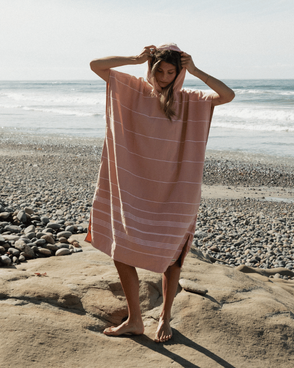 Classic Stripe Hooded Poncho – Green